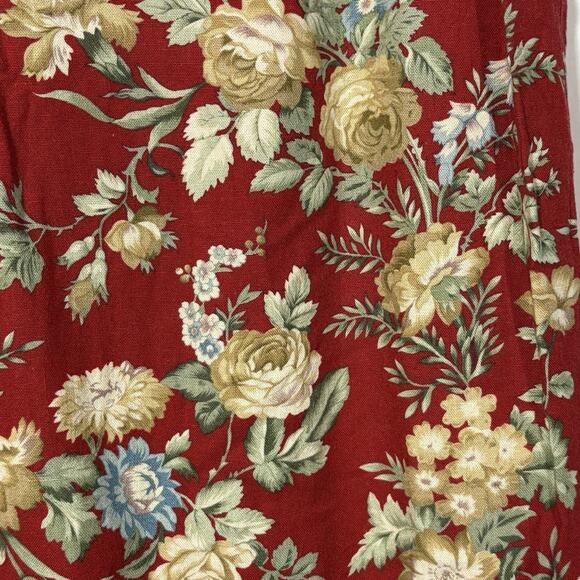 Vintage Cherry Red Skirt Floral Maxi Button Front Orvis Linen Blend NEW 12 USA - Picture 12 of 12